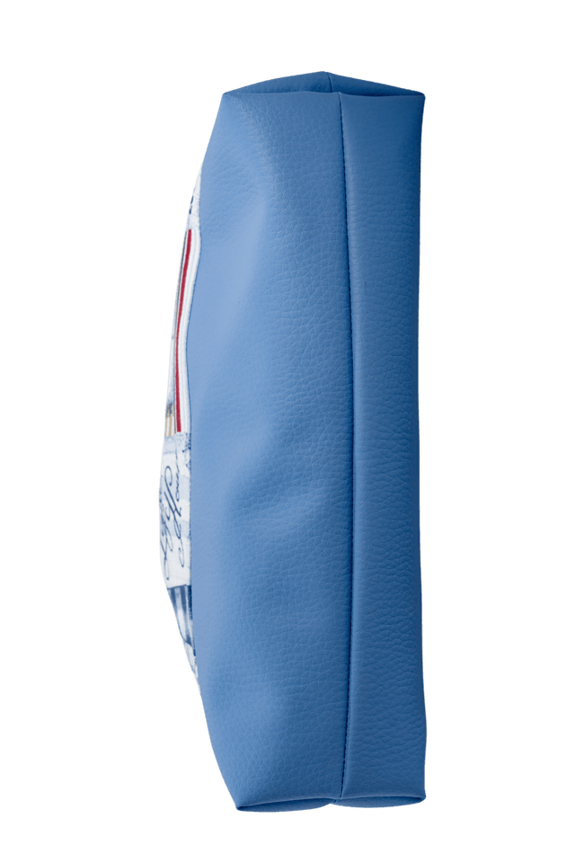 Trousse de toilette artisanale – Thème marin en simili cuir bleu