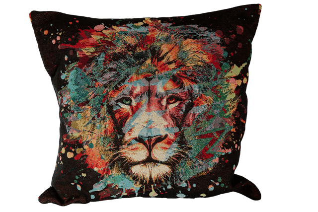Coussin « Lion Arc-en-Ciel » – Osez l’Énergie et la Couleur